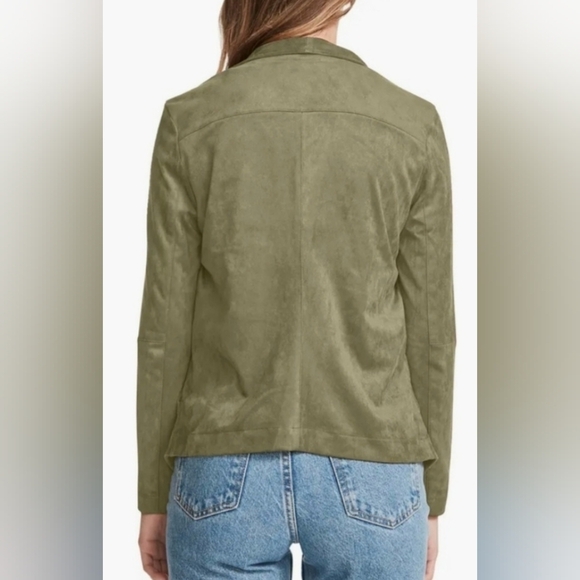 Steve Madden Drape Open Front Faux Suede Sage Green Women's Jacket Size Small - Picture 2 of 13